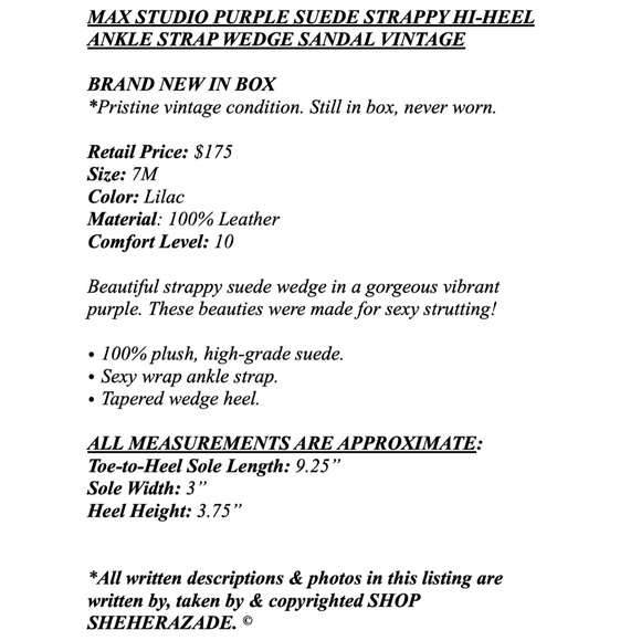 MAX STUDIO Purple Suede Wedge Sandals Vint… - Picture 10 of 10
